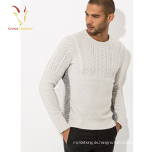 Mens White Cable Knit Kaschmirpullover